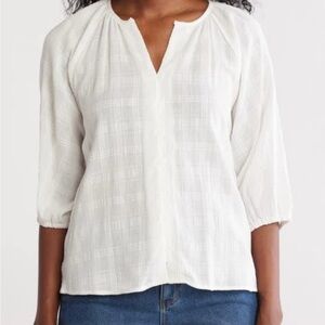 Sanctuary Giza Top Button-Up White Blouse, Cotton, Sz M